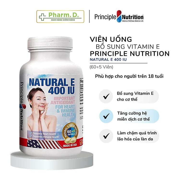 Viên Uống Giúp Bổ Sung Vitamin E Cho Cơ Thể PRINCIPLE NUTRITION Natural Vitamin E 400 IU (Hộp 60+5 Viên)