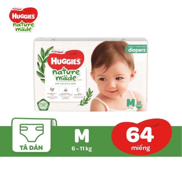 Tã quần/dán Huggies Siêu Cao Cấp Platinum Nature Made M58/L44/XL38/XXL26 NB60/S82/M64/L54/XL44