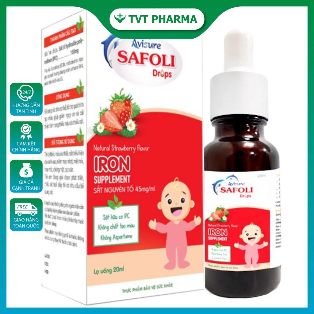 Sắt Avisure Safoli Drops Bổ sung Sắt Cho Cơ Thể, Cần Thiết Cho Quá Trình Tạo Máu 20ML