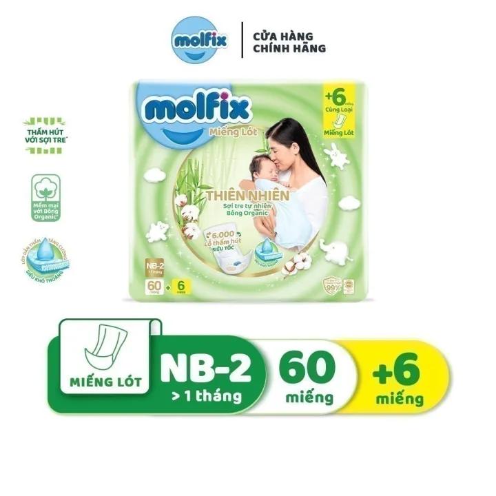 Miếng lót Molfix Thiên Nhiên số 2 NewBorn 60+6 miếng
