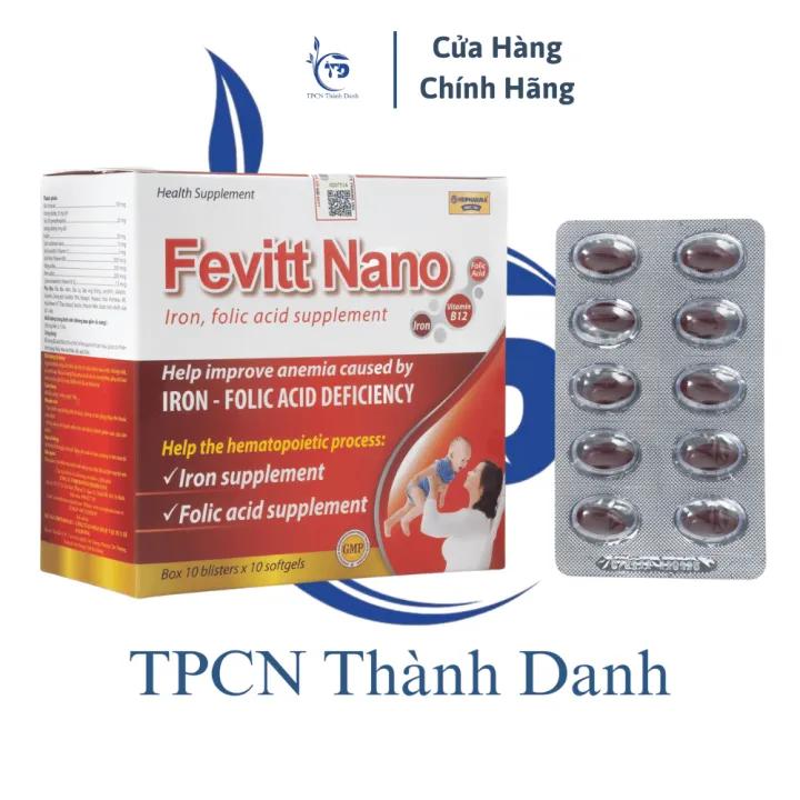 Viên Uống FEVITT NANO Bổ Sung Sắt, Bổ Máu, Cải Thiện Tình Trạng Thiếu Máu - Hộp 100 Viên