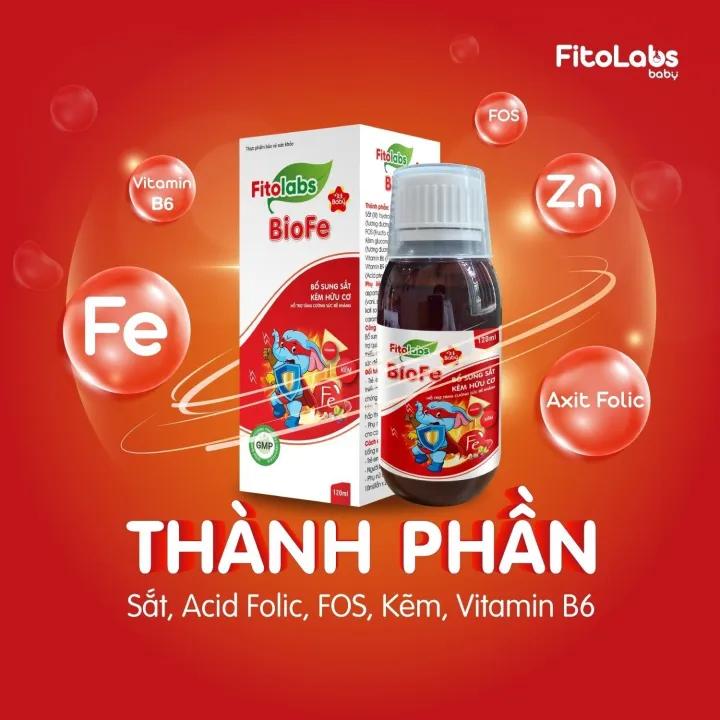 (Chai 120ml) Thực Phẩm Bổ Sung Sắt Hữu Cơ Cho Bé Fitolabs BioFe Tăng Cường Đề Kháng, Giảm Thiếu Máu, An Toàn Bebi123shop