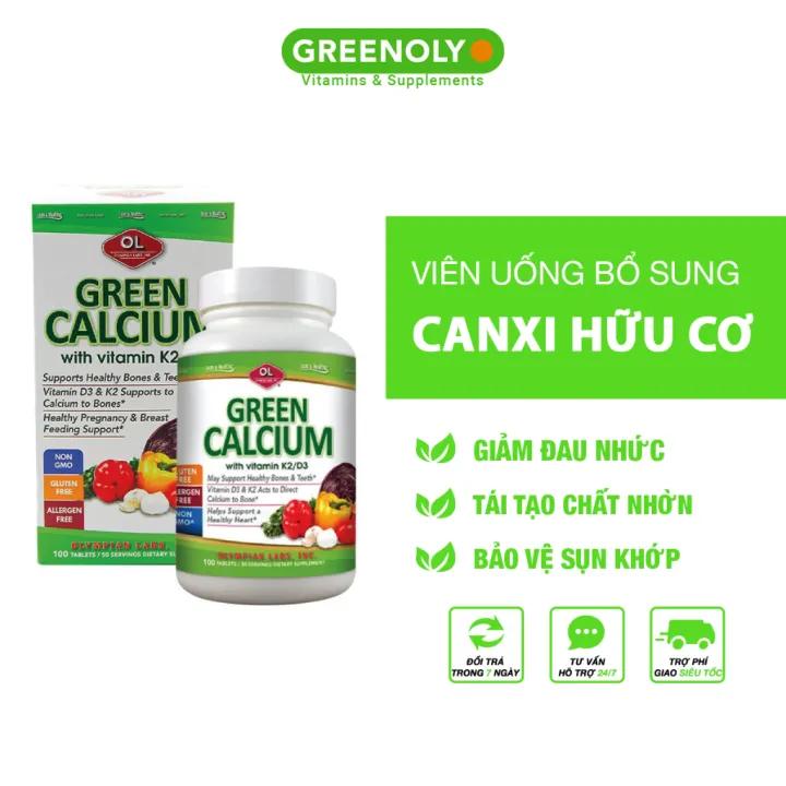Viên Uống Bổ Sung Canxi Hữu Cơ Olympian Labs Green Calcium Giúp Xương Chắc Khoẻ, An Toàn Cho Mẹ Và Bé