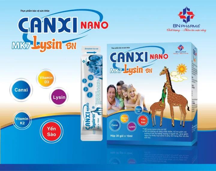 CANXI NANO Bổ sung Canci Lysin Kẽm giúp trẻ ăn ngon xương chắc khỏe, hộp 30 gói