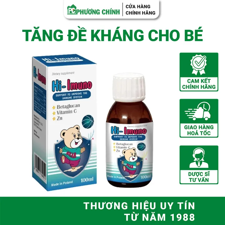 Siro Tăng Đề Kháng Cho Bé Exim Pharma Hi Imuno Hỗ Trợ Bé Phát Triển Khoẻ Mạnh, Giảm Ốm Vặt 100ml