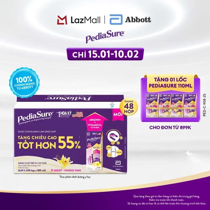 1 thùng 48 hộp PediaSure 1-10 tuổi dạng pha sẵn hương Vani 180ml