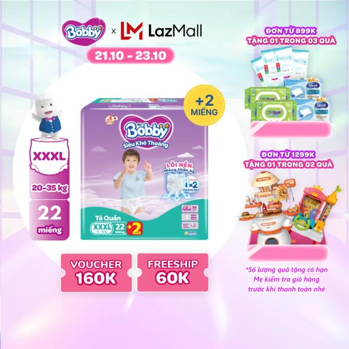 Tã/bỉm quần Bobby 3mm Jumbo Gạo non Giảm nhiệt XXXL22