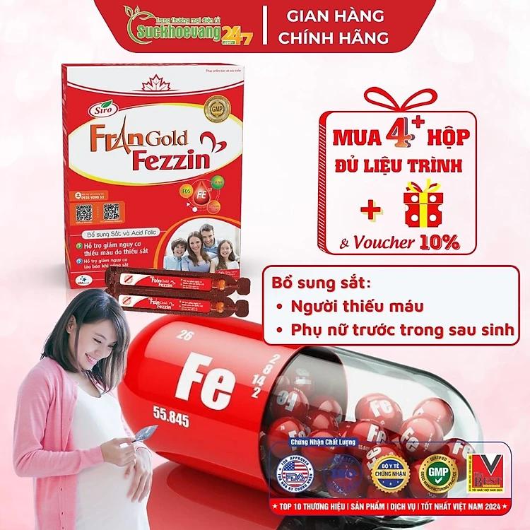 Siro bổ máu FRANGOLD FEZZIN hết biếng ăn, tăng hấp thu, chống táo bón - Hộp 20 ống x 10ml