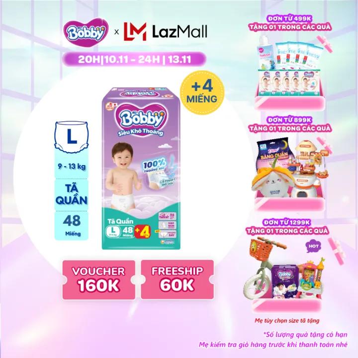 Tã quần Bobby Siêu Khô Thoáng - 100% Thoáng Khí Super Jumbo L48