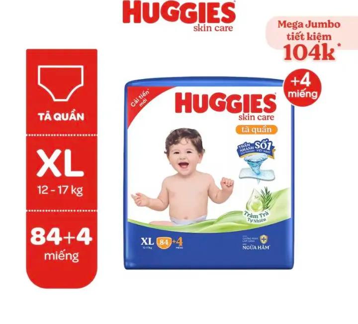 Tả quần Huggies skincare XL88 miếng siêu thấm mới