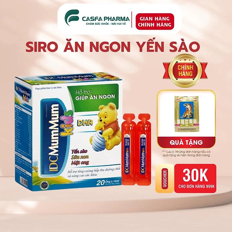 Siro ăn ngon cho bé, siro ăn ngon IDC Mum Mum ăn ngon ngủ ngon tiêu hóa khỏe, trẻ ăn ngon hộp 20 ống