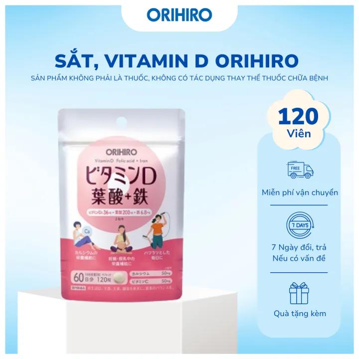 Viên Uống Bổ Sung Vitamin D, Axit Folic, Sắt Orihiro 120 Viên - ORIHIRO NHẬT BẢN CHÍNH HÃNG