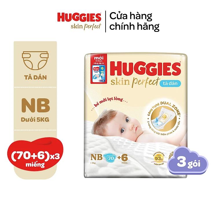 Thùng 3 gói Tã dán sơ sinh Huggies Tràm Trà NB70/S54/S80