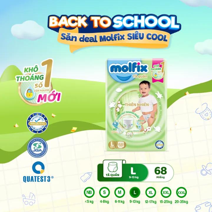 Tã quần Molfix Thiên nhiên Ultra L (9kg 13kg) Gói 68 miếng