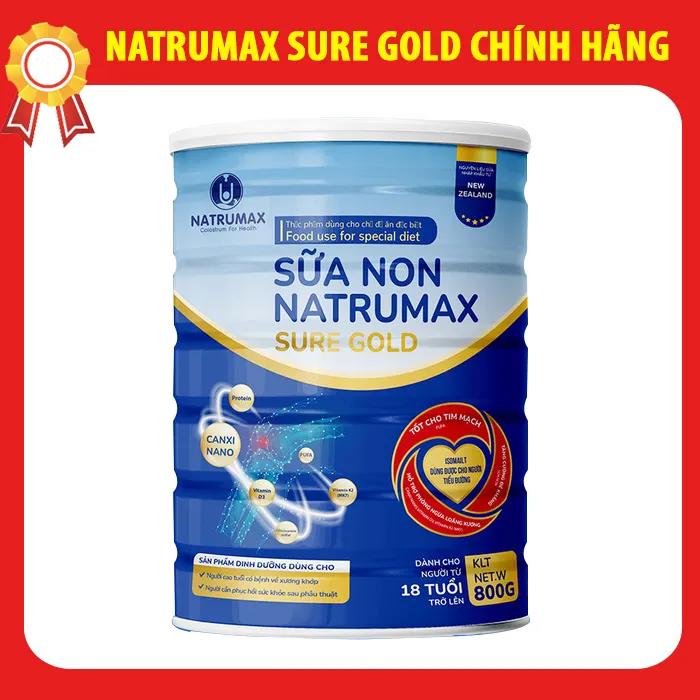 Sữa non Natrumax Sure Gold 800g dành cho người tiểu đường, xương khớp, tim mạch chính hãng Date lô mới