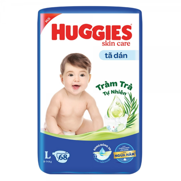 Tã dán Huggies Skincare cực đại (L, 9 - 14kg, 68 miếng)