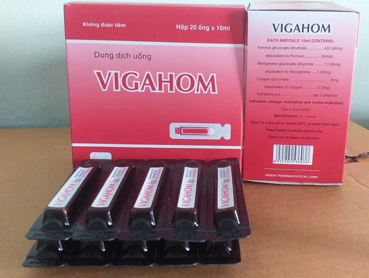 Dung dịch uống VIGAHOM hộp 20 ống bổ sung sắt cho cơ thể