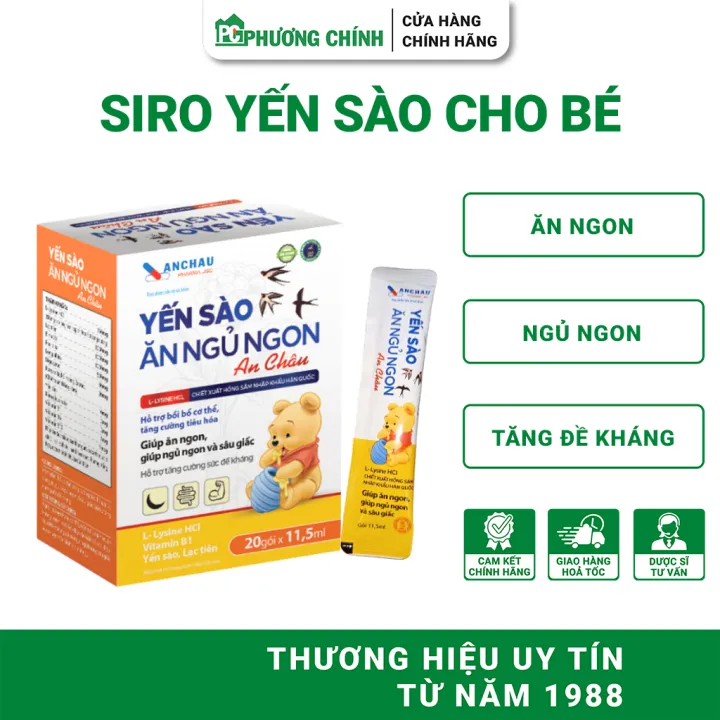 Siro Yến Sào Ăn Ngủ Ngon An Châu Dành Cho Bé Biếng Ăn, Chán Ăn, Khó Ngủ, Ngủ Không Sâu Giấc 20 Gói