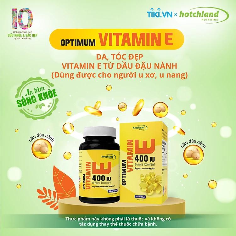 Viên uống bổ sung vitamin E giúp da, tóc đẹp Optimum Vitamin E chính hãng