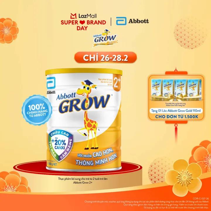 Lon sữa bột Abbott Grow 2+ 850g/800g