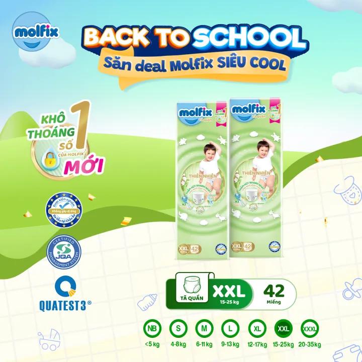 Combo 2 Tã/bỉm quần MOLFIX Thiên nhiên Super Jumbo M56/L52/XL46/XXL42