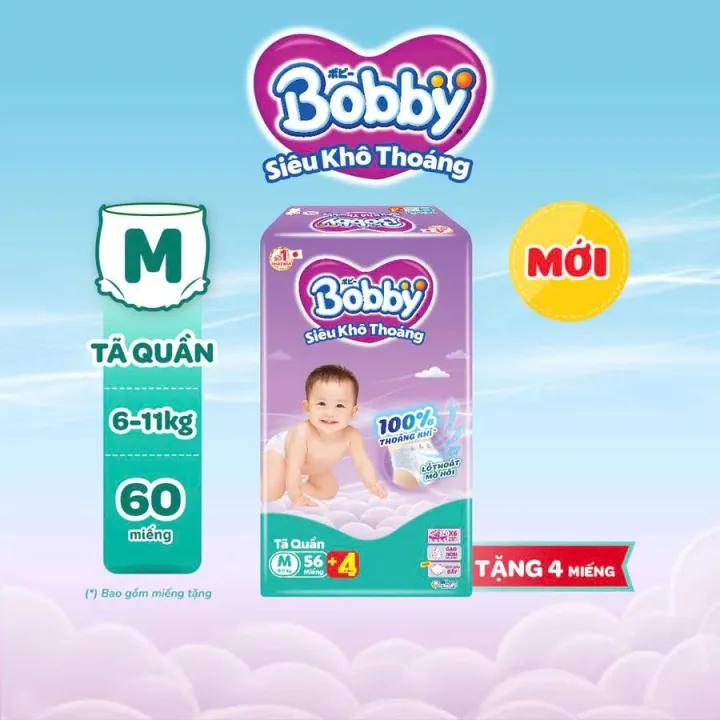 Tã quần Bobby Siêu Khô Thoáng - 100% Thoáng Khí Jumbo M56+4 miếng