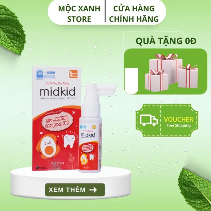 Xịt chống sâu răng Midkid dùng cho bé từ 1 tuổi, an toàn nuốt được, loại bỏ mảng bám, bảo vệ men răng chắc khoẻ