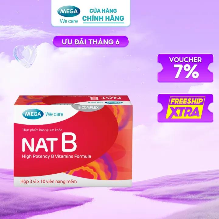 Viên uống bổ sung vitamin B Nat B giúp giảm căng thẳng, mệt mỏi, suy nhược (Hộp 30 viên)