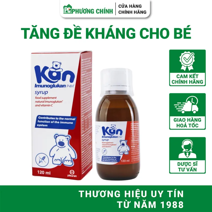 Siro Tăng Đề Kháng Cho Bé Kan Imunoglukan P4H Giúp Bé Khoẻ Mạnh, Giảm Nguy Cơ Ốm Vặt 120ml