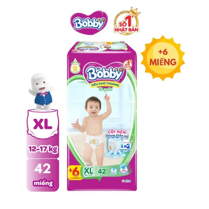 Tã/bỉm quần Bobby Super Jumbo 3mm Gạo non Giảm nhiệt XL42