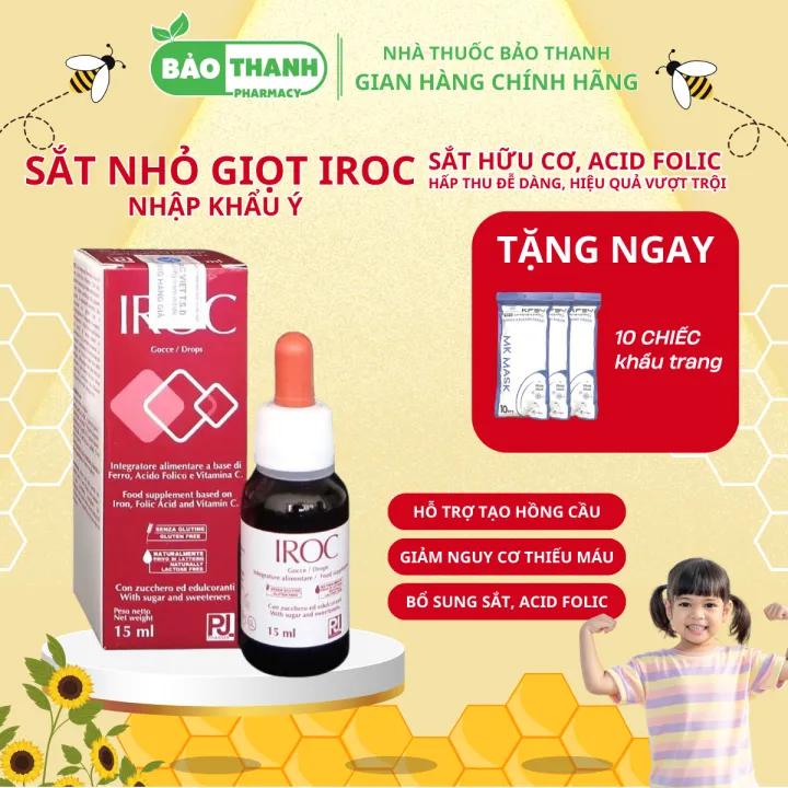 Iroc (Ý), Bổ Sung Sắt Hữu Cơ Và Vitamin C Dạng Nhỏ Giọt Cho Bé, Mẹ Bầu Và Người Thiếu Sắt, 15ml