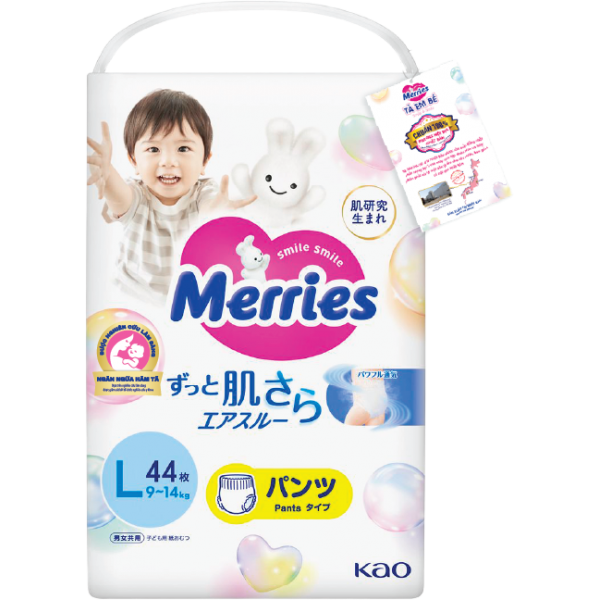 Tã quần Merries (L, 9-14kg, 44 miếng)