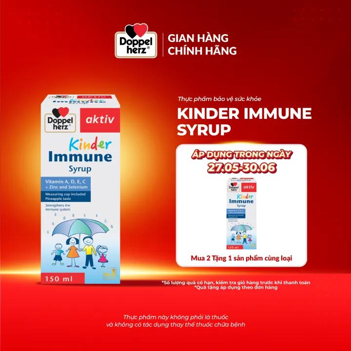 Siro tăng đề kháng cho bé Doppelherz Kinder Immune Syrup hỗ trợ phòng ngừa ốm vặt cho bé