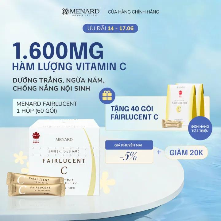 Thực phẩm bổ sung Vitamin C, dưỡng trắng, mờ nám, hỗ trợ chống nắng nội sinh Menard Fairlucent C - 1 hộp 60 gói