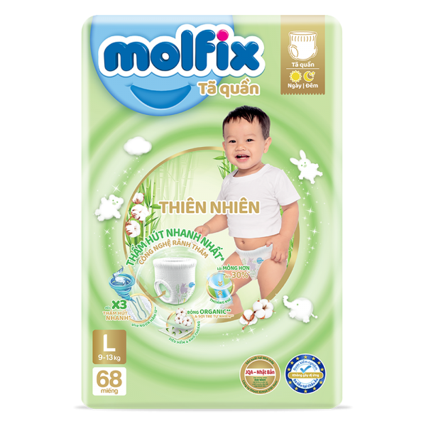 Tã quần Molfix (L, 9 - 13kg, 68 miếng) (giao bao bì ngẫu nhiên)