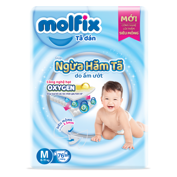 Molfix tã dán Oxygen size M 76 Jumbo