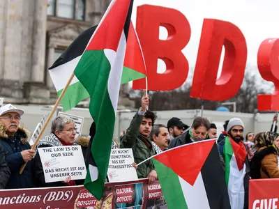 BDS movement supporters protesting at the Bundestag in Berlin