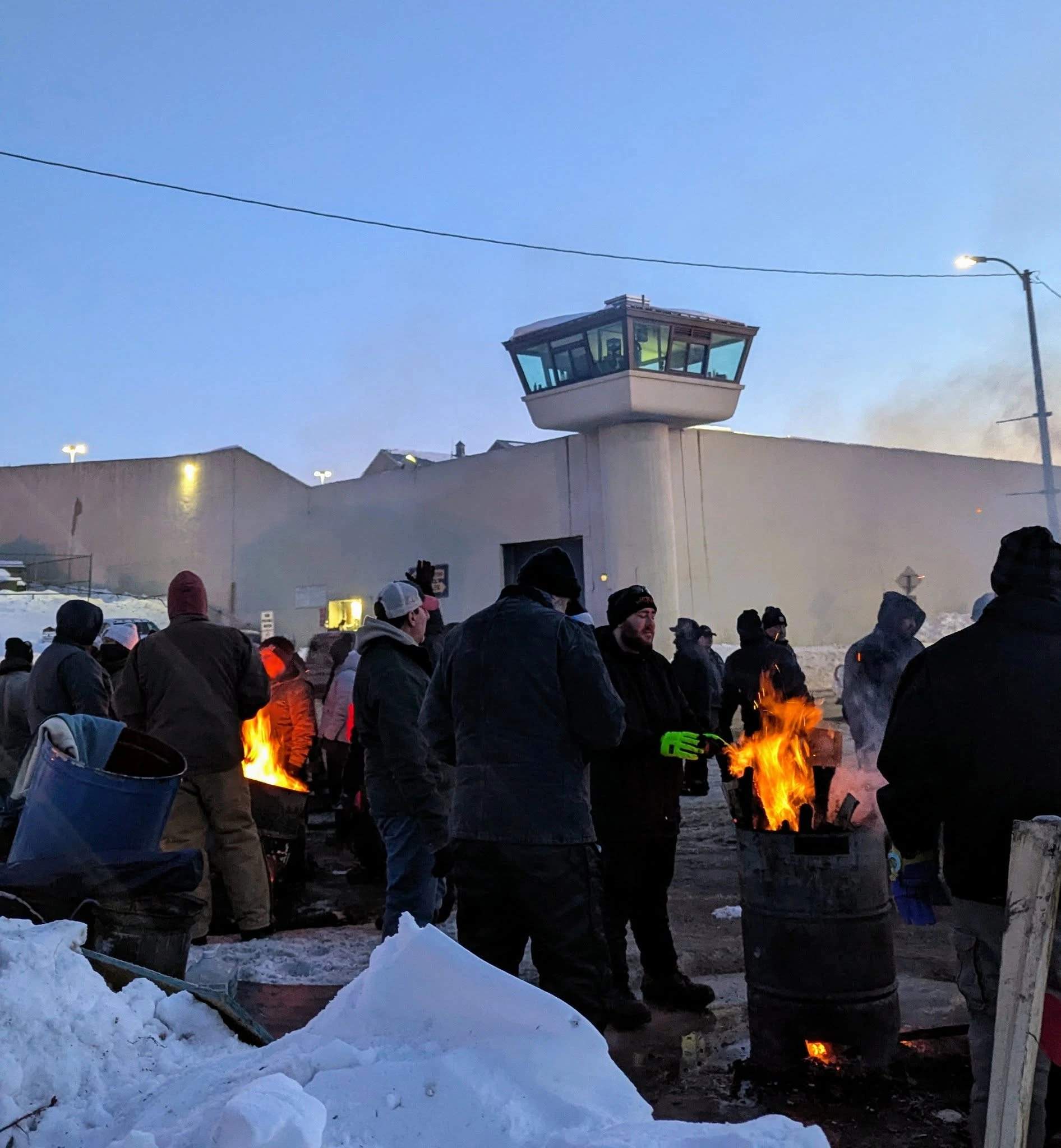 Wildkat Strike protester outside of NY State Prison