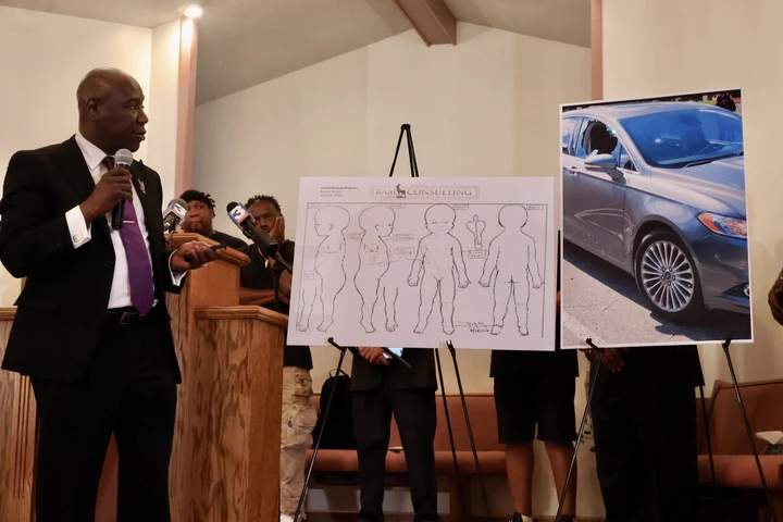 Attorney Ben Crump, presents the findings of an independent autopsy of the baby, Kohen Wiley.