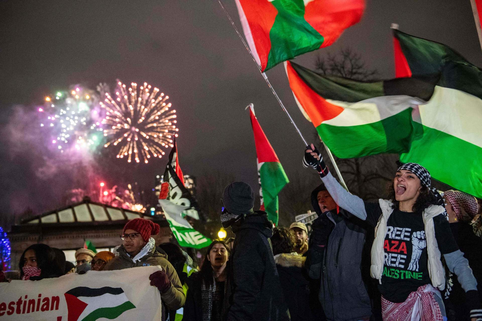 Demonstartors March on New Years Eve demanding an end to the war in Gaza - Dec 31st 2023