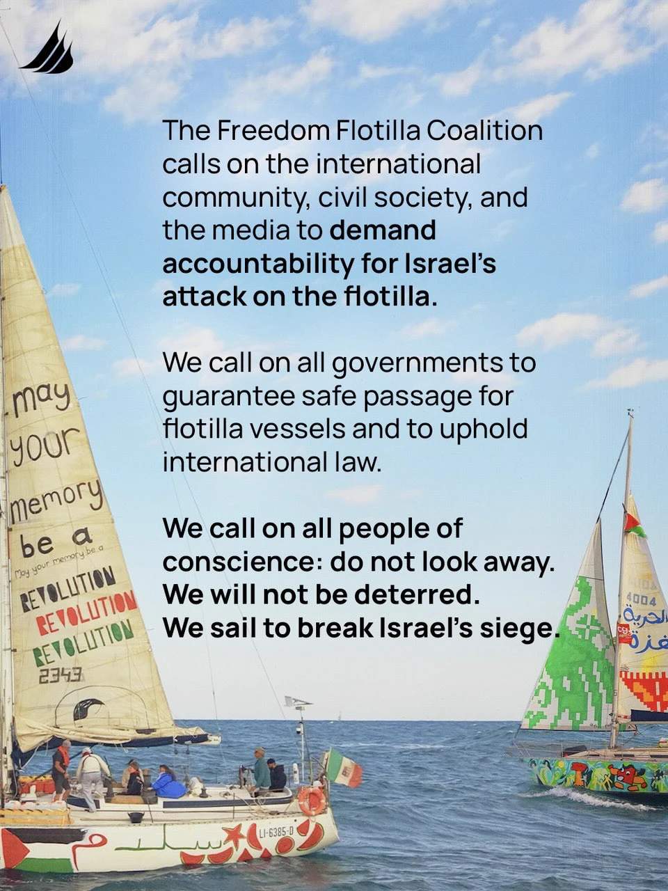 Instagram message from Freedom Flotilla Coalition.