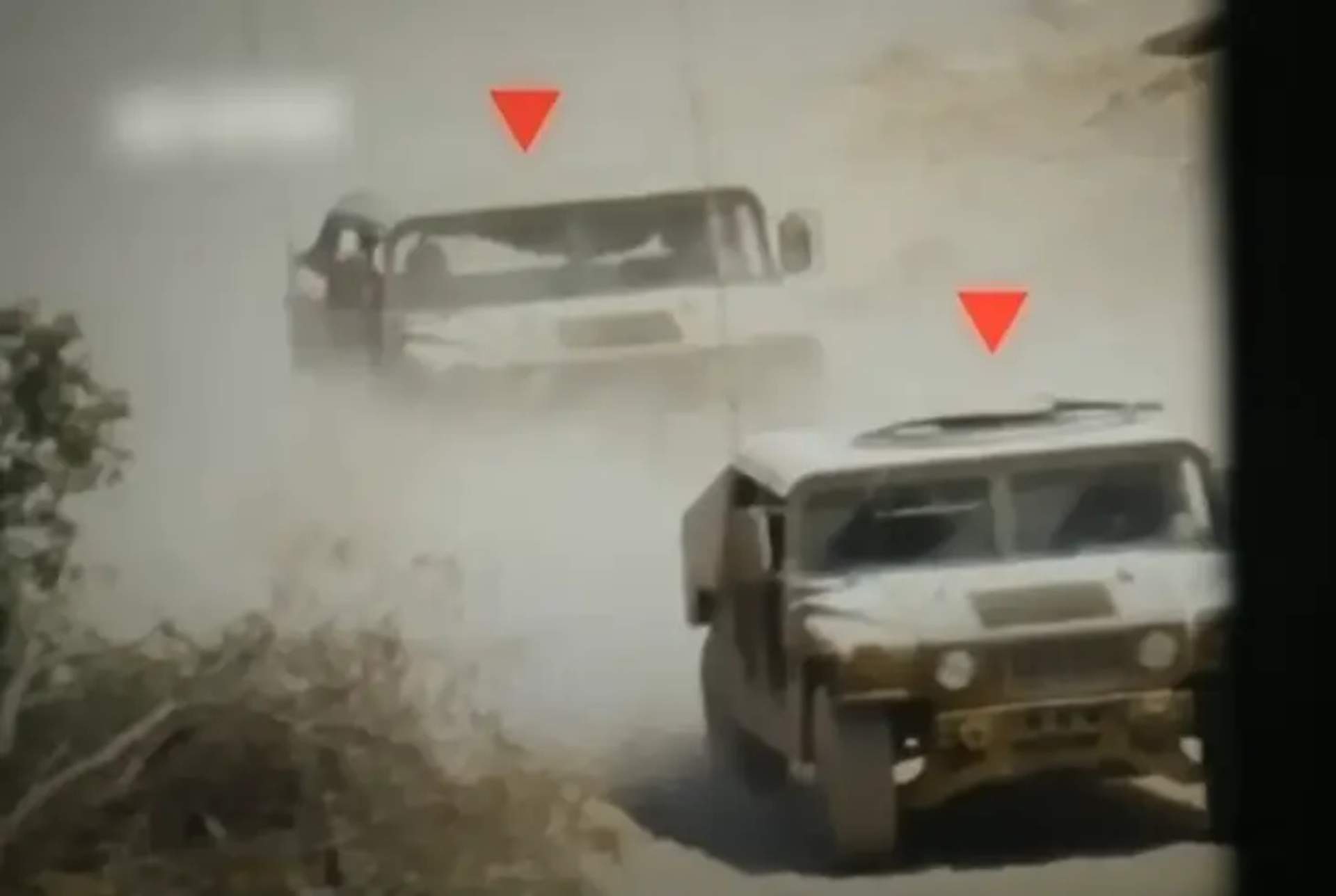 Israeli trucks seen from another position marked as targets of the operation [Netzarim Corridor - August 23rd, 2024]