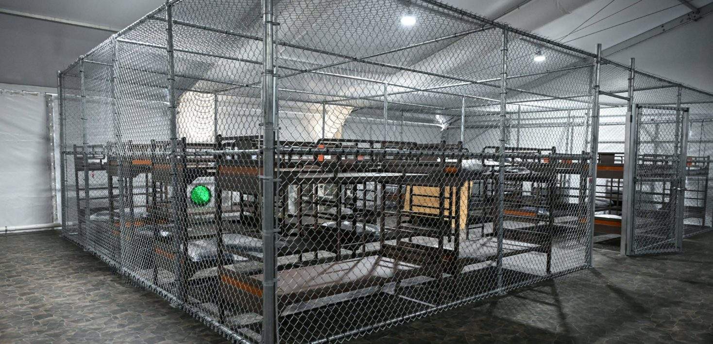 Housing conditions of detainees inside this tent city.