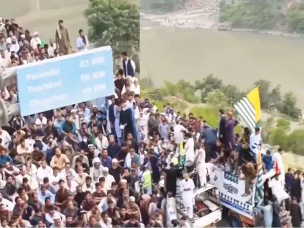 Kashmiri protesters demonstrate during intensifying protests in Pakistan-administered Kashmir