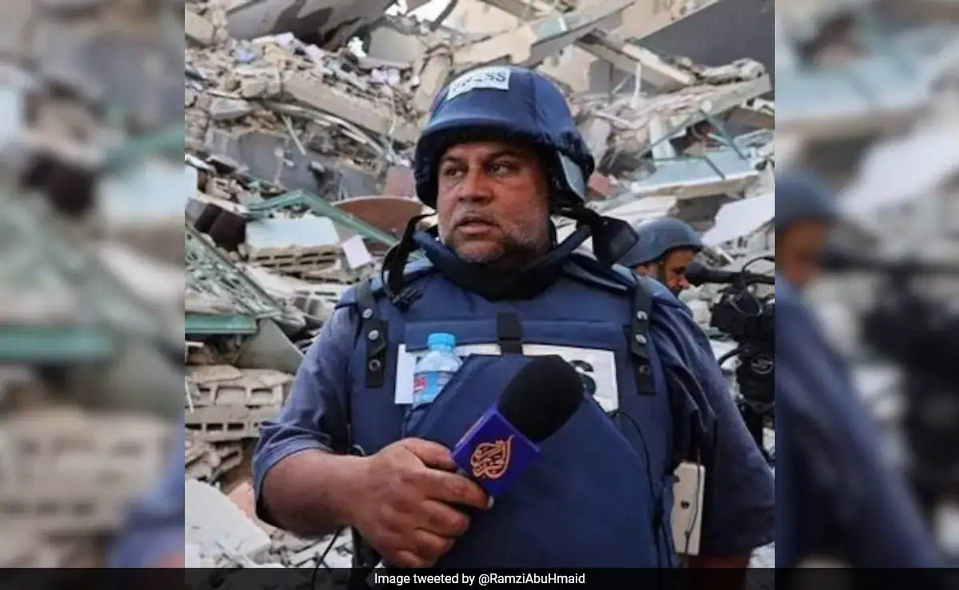 Live footage of reporter Wael Al Dahdouh as he reports on the air strike that killed his family..