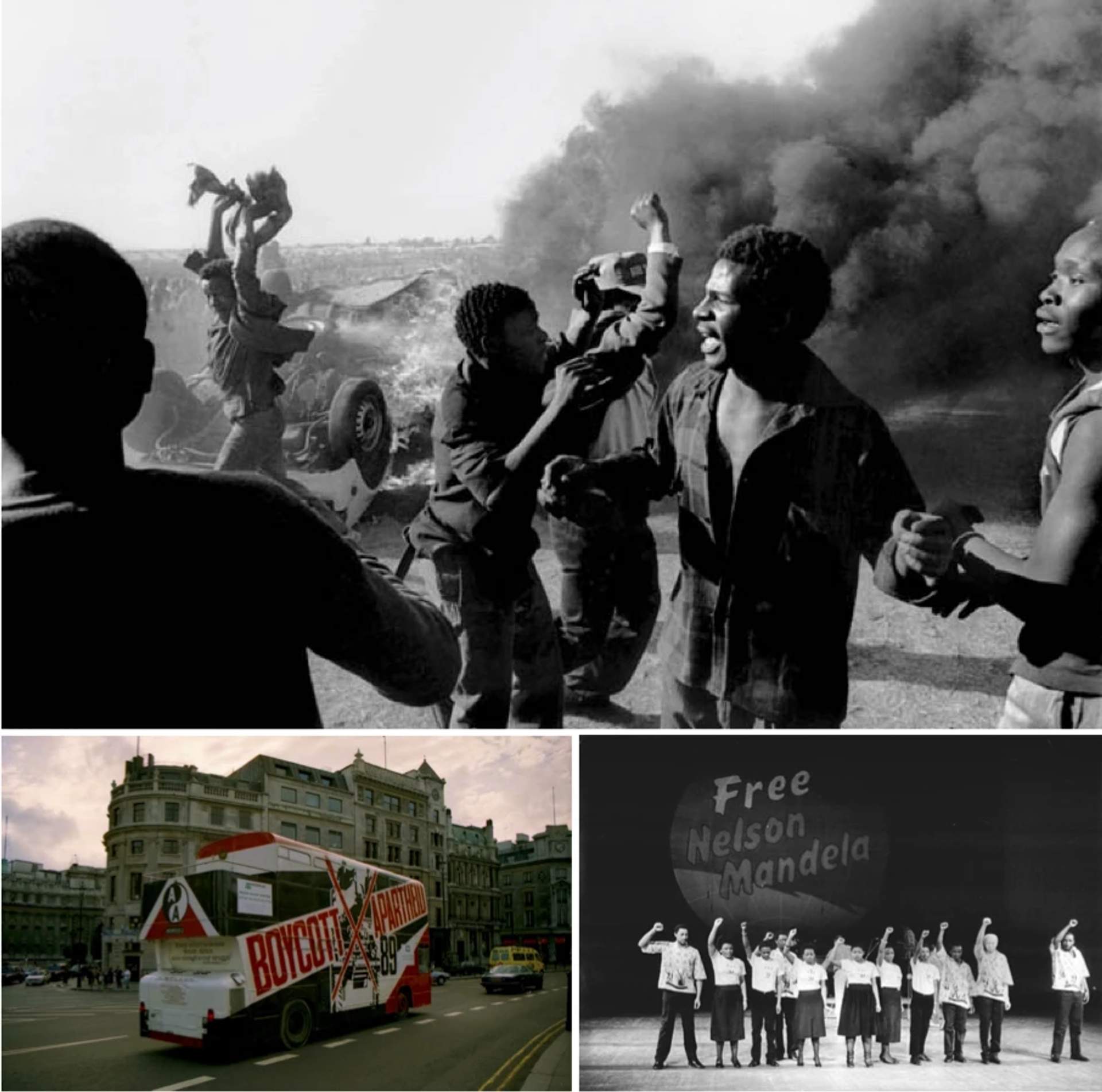 Anti-apartheid protesters in South Africa during the 1980s