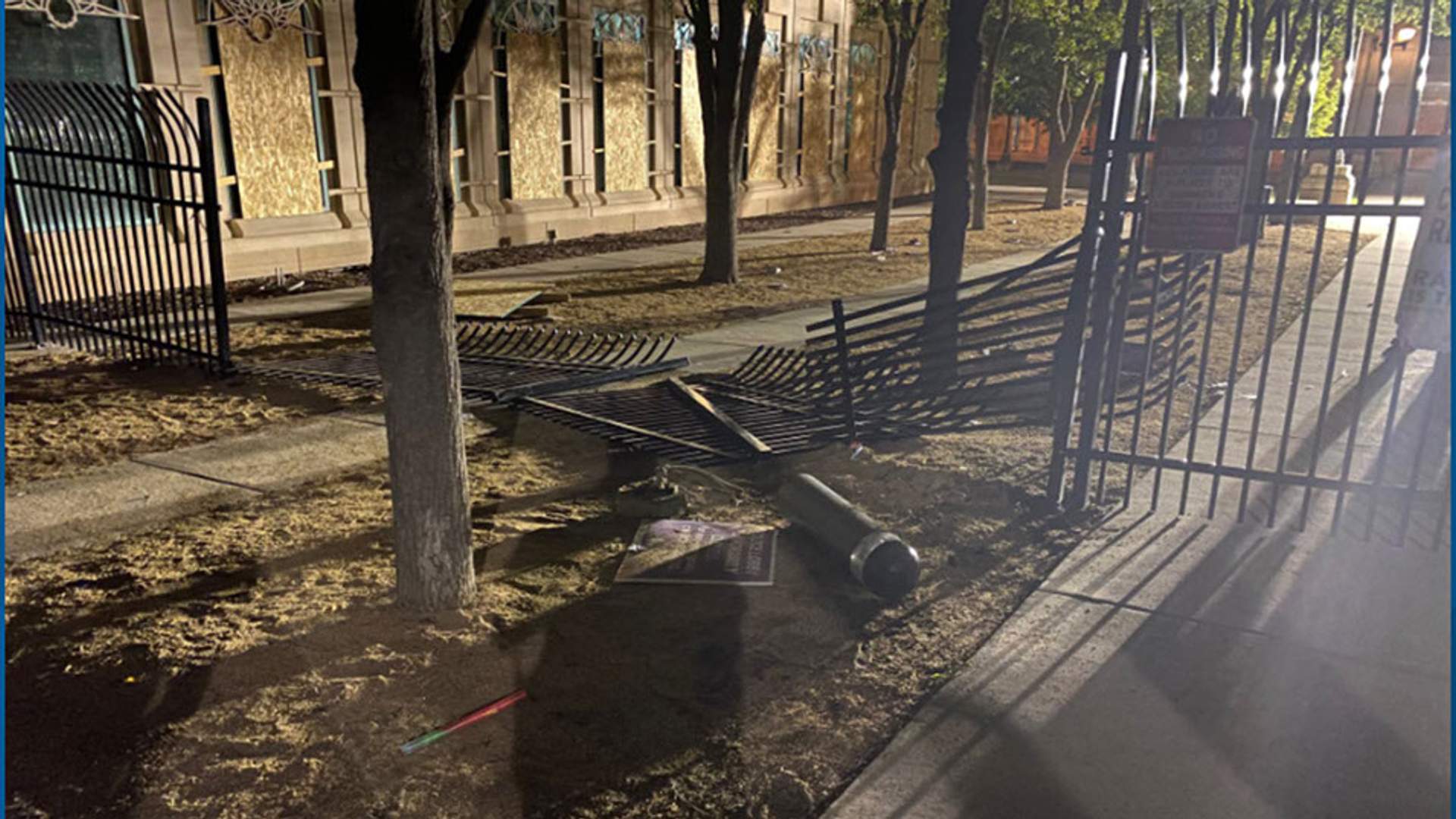 Aftermath: Aurora PD's brand new fence breeched by protesters [Denver 7]
