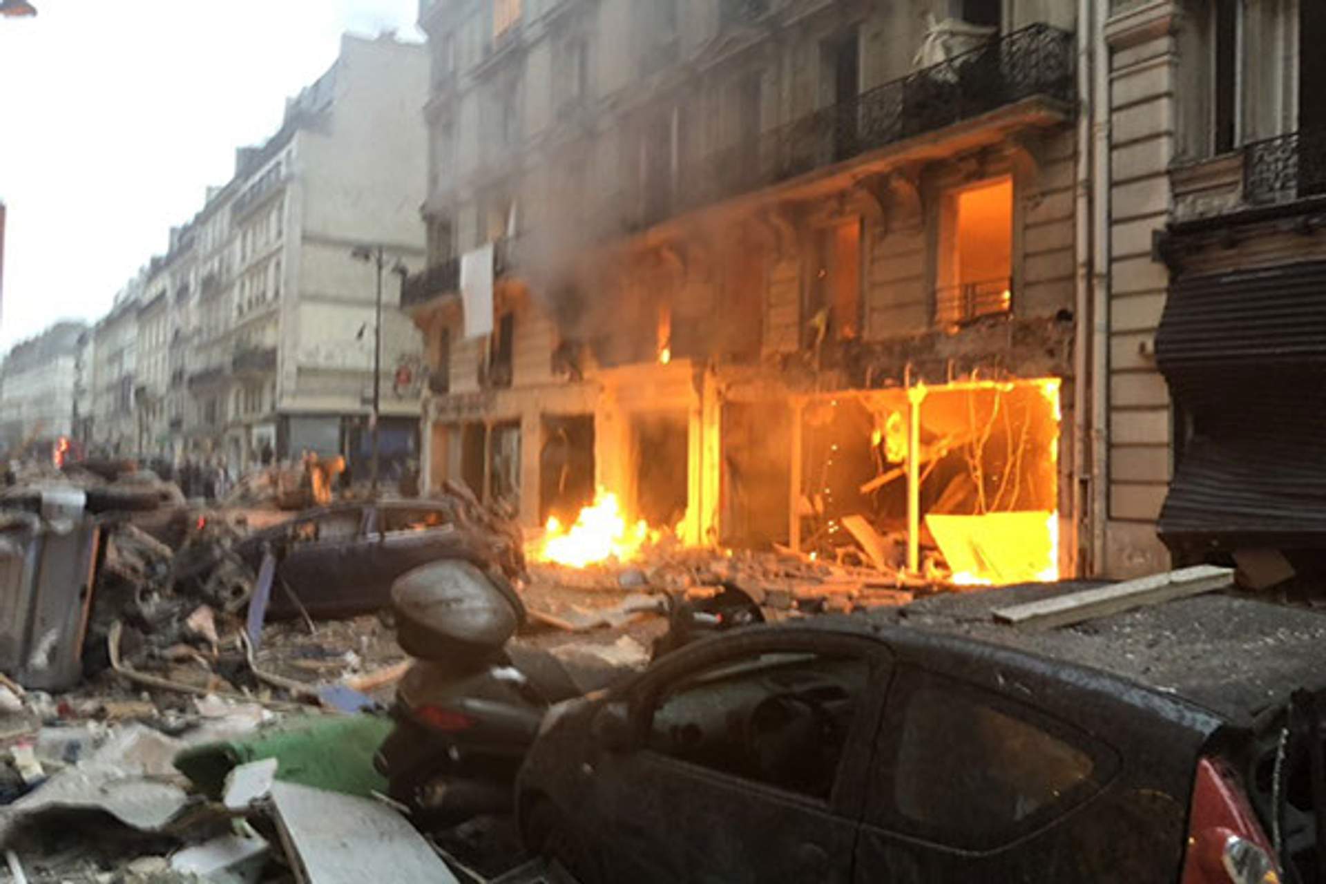 Scene of the Paris bakery explosion on Rue de Trevise, January 12, 2019