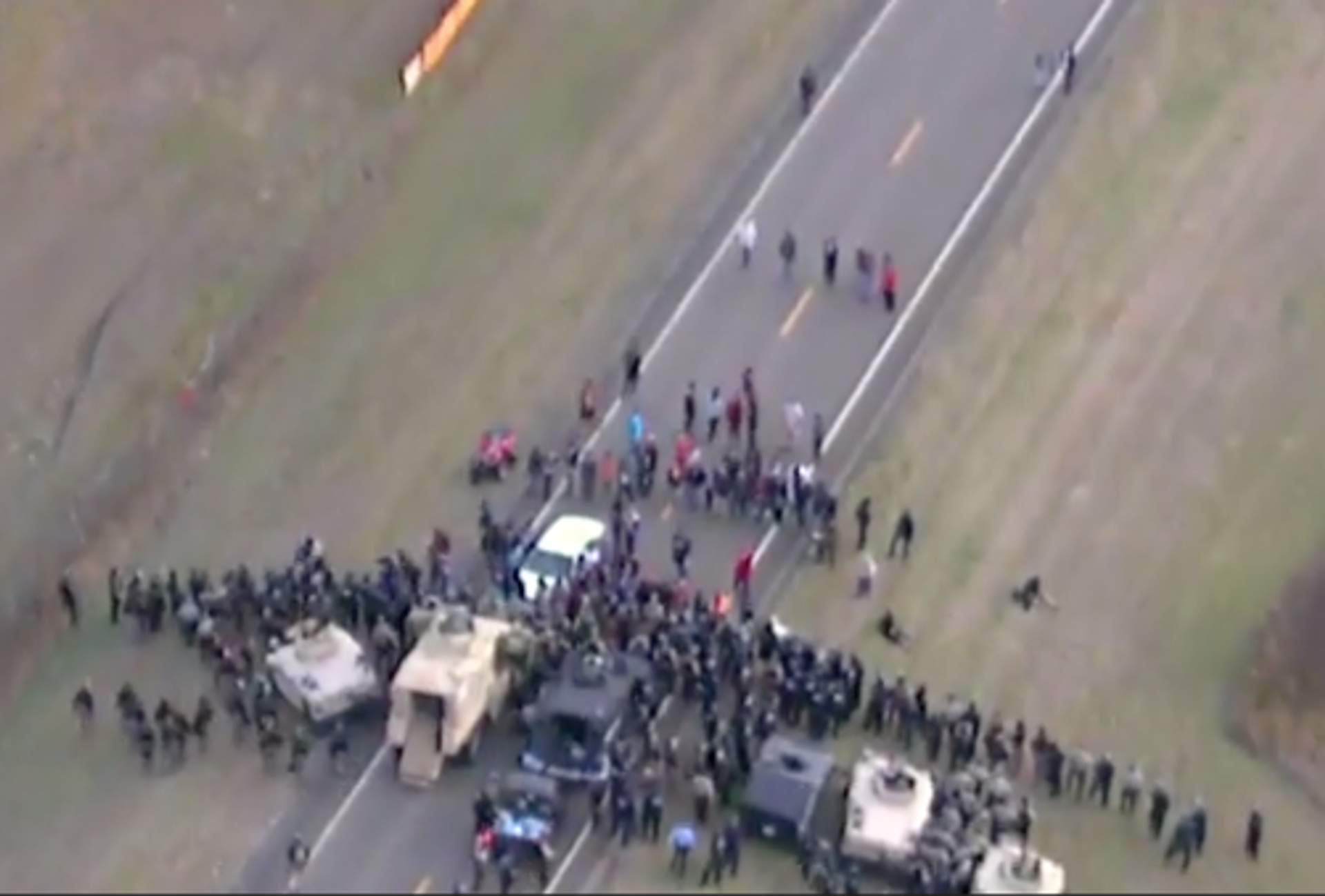 Police drone footage still shot of the moment Red Fawn Fallis was tackled – The Intercept files
