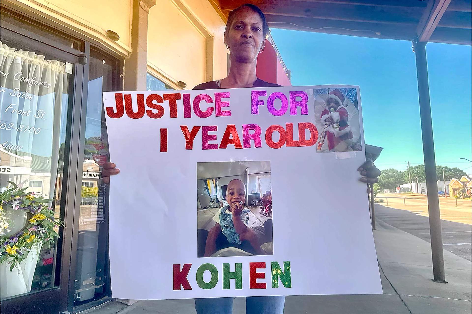 Over 200 protesters gather outside Senatobia City Hall on June 16, 2026, demanding accountability for the police killing of one-year-old Kohen Wiley.